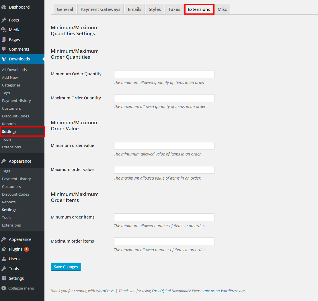 Easy Digital Downloads - Minimum/Maximum Quantities