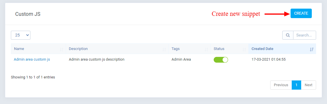 JavaScript code snippet listing page