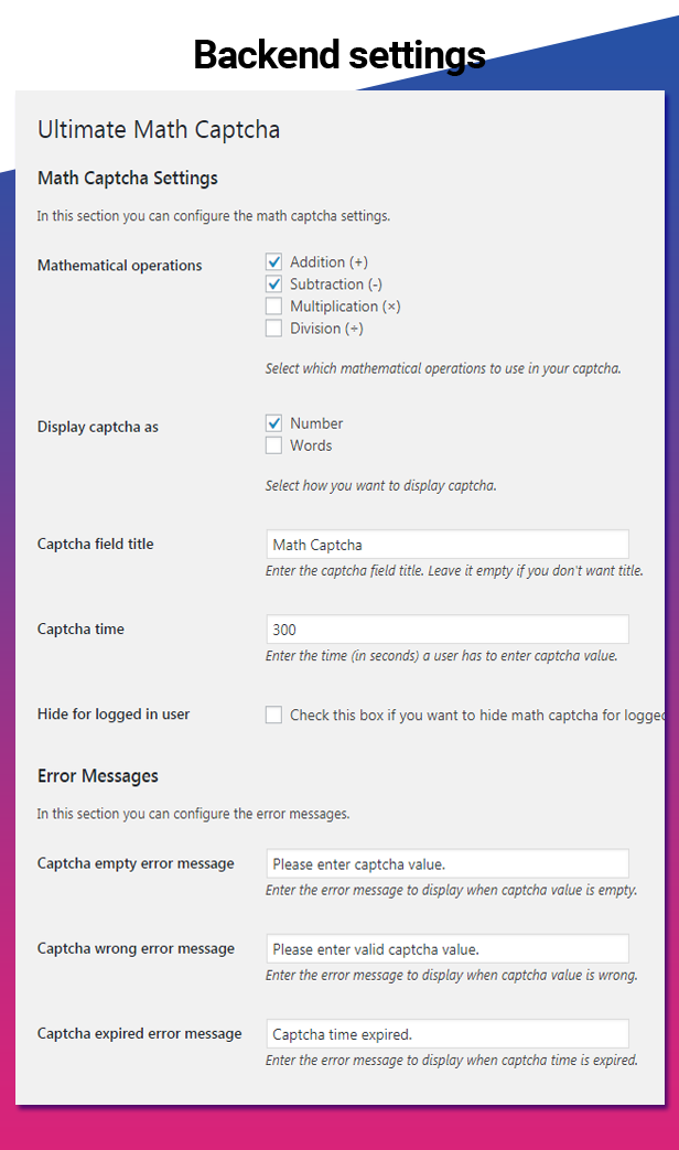 Math Captcha for WordPress