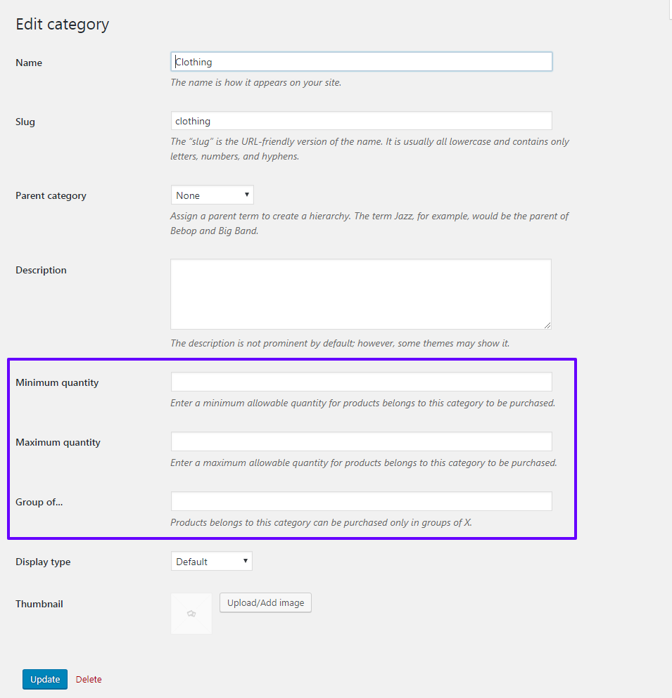 WooCommerce - Minimum/Maximum Quantities - Category Level Rules