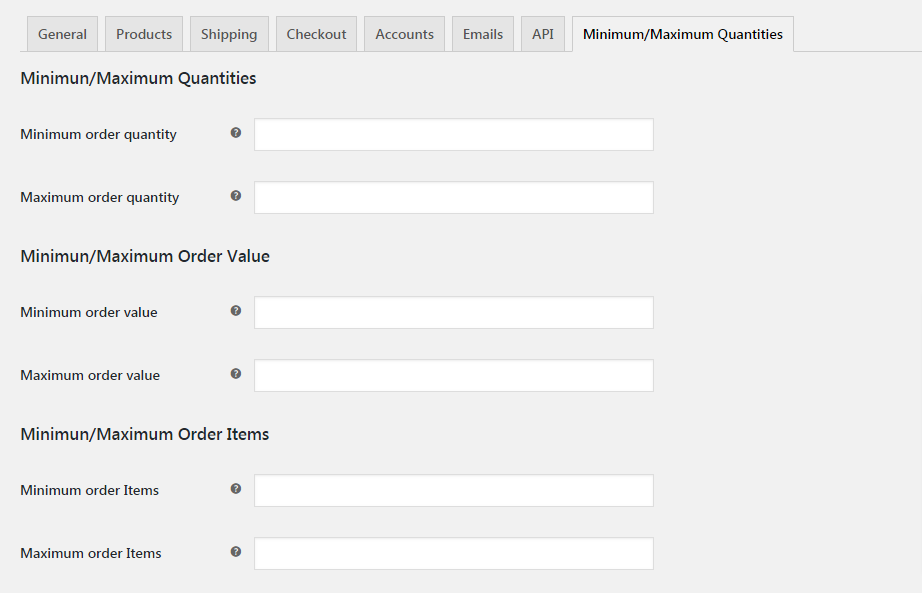 WooCommerce - Minimum/Maximum Quantities - Order Level Rules