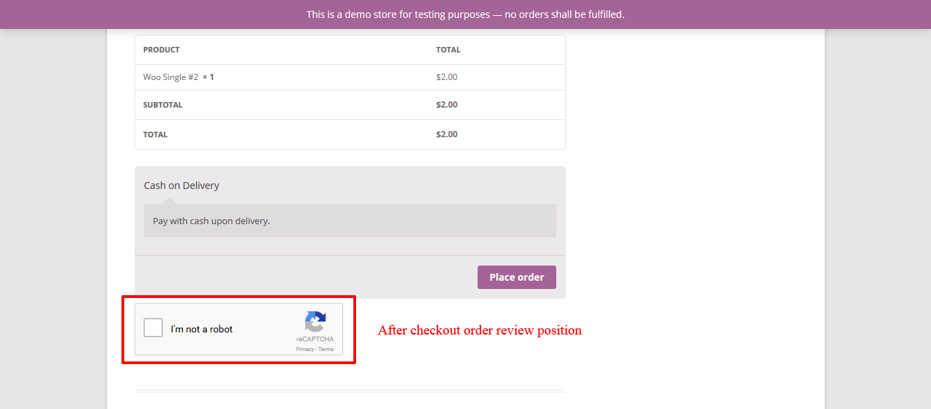 After Checkout Order Review position