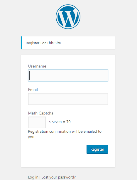 WordPress Register Form Math Captcha